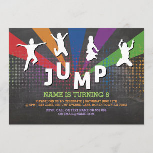 Jump Trampoline Birthday Party Jumping Invite