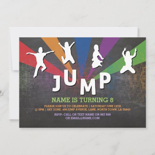 Jump Trampoline Birthday Party Jumping Invite