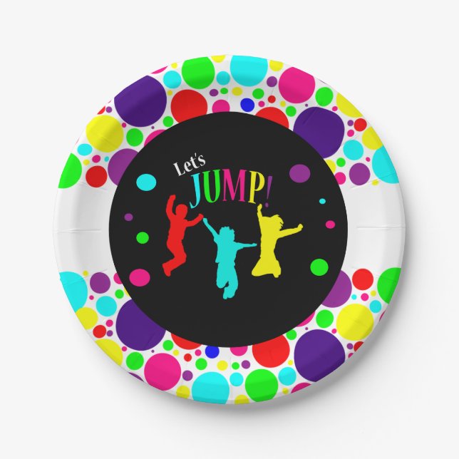 Jump/ Trampoline Birthday Party Paper Plates (Front)