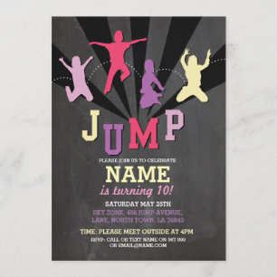 Jump Trampoline Birthday Party Pink Girls Invite