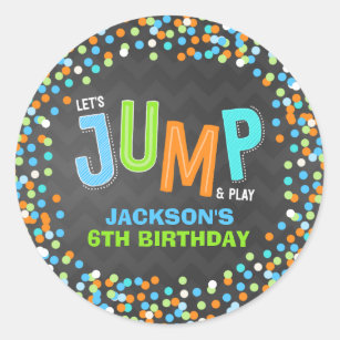 Jump Trampoline Birthday Party Supplies Favor Classic Round Sticker