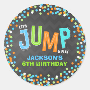 Jump Trampoline Birthday Party Supplies Favor Classic Round Sticker