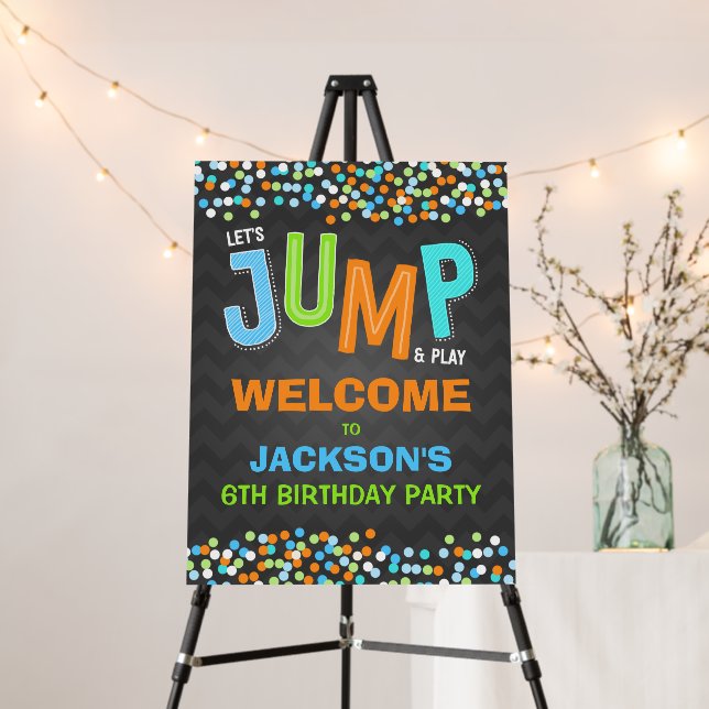 Jump Trampoline Birthday Party Supplies Welcome Foam Board (In Situ (Stand))