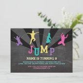 Jump Trampoline Birthday Party Teal Boys Invite (Standing Front)