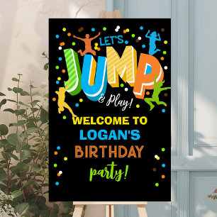 Jump Trampoline Birthday Welcome Sign