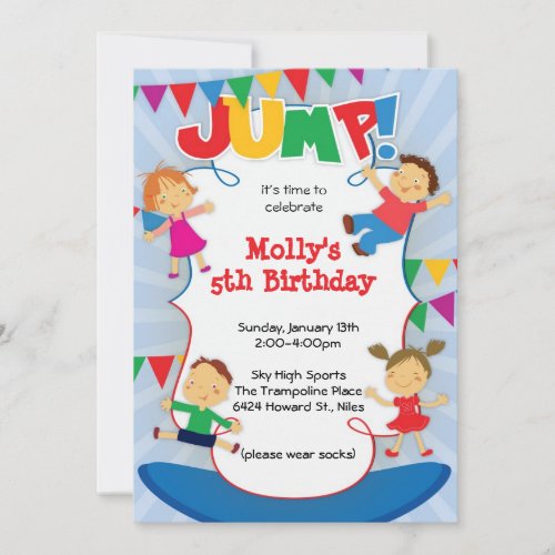 JUMP! Trampoline Bounce House Gym Invitation