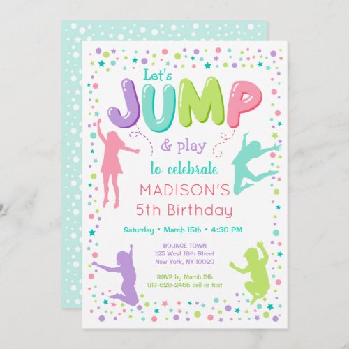 Jump Trampoline Bounce Party Birthday Invitation