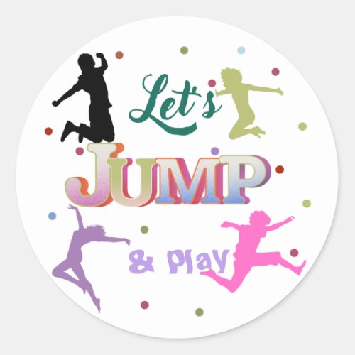 Jump Trampoline Colorful Birthday Party  Classic Round Sticker
