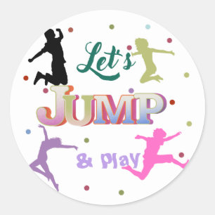 Jump Trampoline Colorful Birthday Party Classic Round Sticker