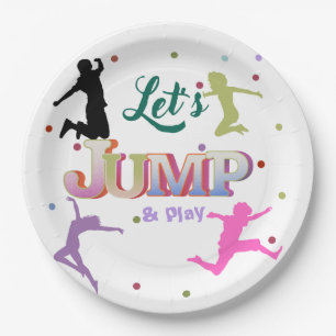 Jump Trampoline Colorful Birthday Party Paper Plates