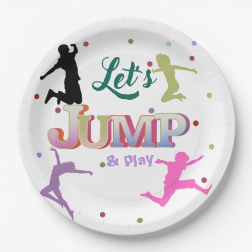 Jump Trampoline Colorful Birthday Party  Paper Plates