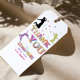 Jump Trampoline Colorful Double birthday party  Gift Tags