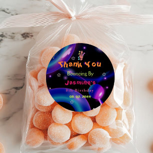 Jump Trampoline Colorful girl birthday party Classic Round Sticker