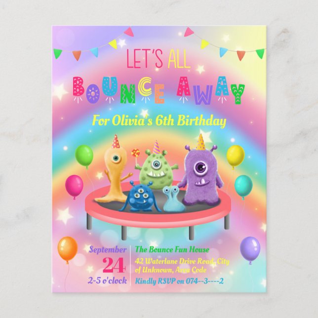 Jump Trampoline Kid Birthday Party Invitation (Front)
