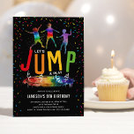 Jump Trampoline Kids Birthday Party Invitation<br><div class="desc">When it comes to gearing up for a kids birthday party, custom invitations serve as the perfect way to set the tone and let the guests know just what kind of event to expect. Featuring a bold and modern black background with colorful party sprinkles, these bold invitations feature vibrant images...</div>