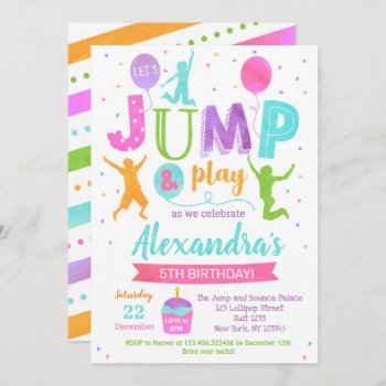Jump Trampoline Park Birthday Invitations Girl by SugarPlumPaperie at Zazzle