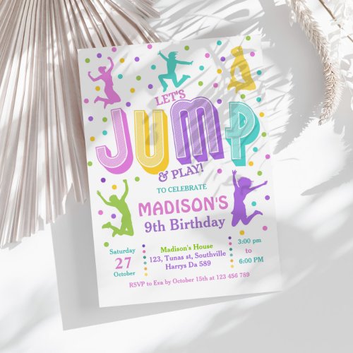 Jump Trampoline Park Birthday Party Invitation
