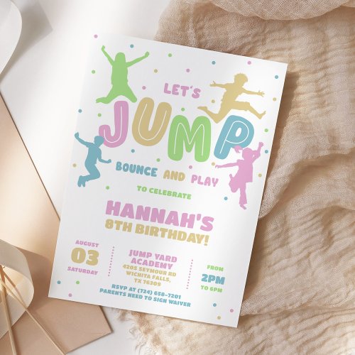 Jump Trampoline Park Birthday Party Invitation