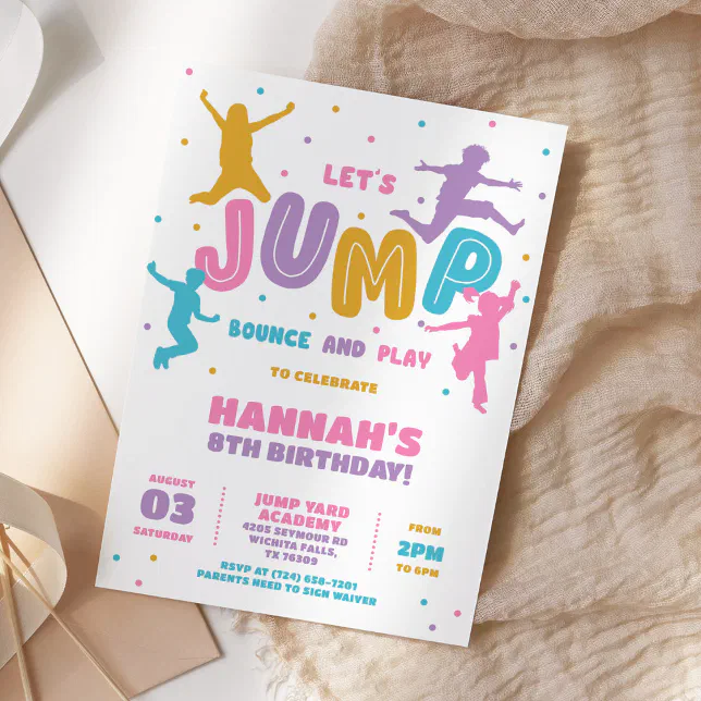 Jump Trampoline Park Birthday Party Invitation Zazzle