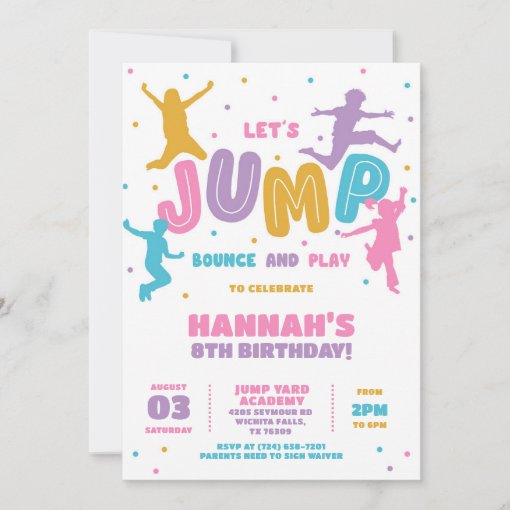 Jump Trampoline Park Birthday Party Invitation | Zazzle