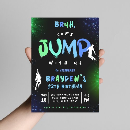 Jump Trampoline Park Graffiti Birthday Invitation