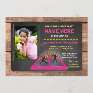 Jump Trampoline Pink Girl's Birthday Invite