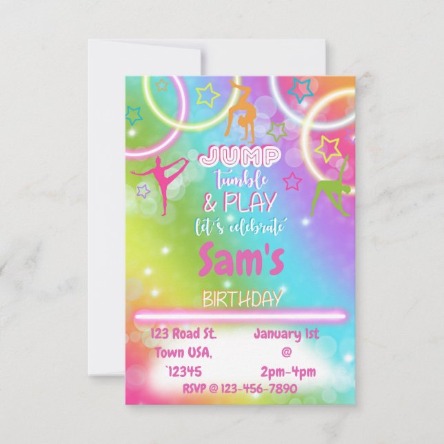 Jump, Tumble, and Play Birthday! RSVP Card (Front)