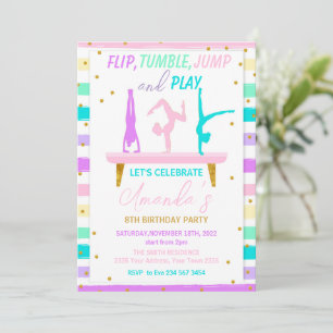 Jump Tumble and Play Gymnastics Birthday Party Invitation
