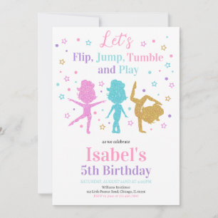 Jump Tumble Gymnastics Birthday Invitation