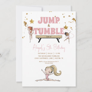 Jump & Tumble Gymnastics Birthday Party Pink Invitation