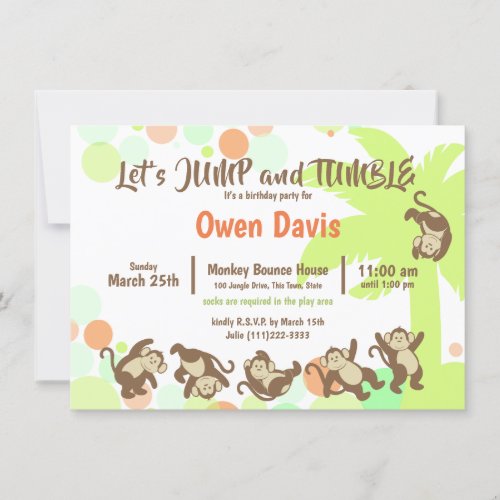 Jump Tumble Monkey Jungle Birthday Invitation