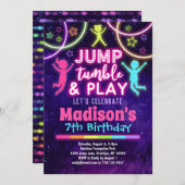 Jump Tumble & Play Trampoline Park Girls Birthday Invitation (Front/Back)