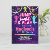 Jump Tumble & Play Trampoline Park Girls Birthday Invitation (Standing Front)