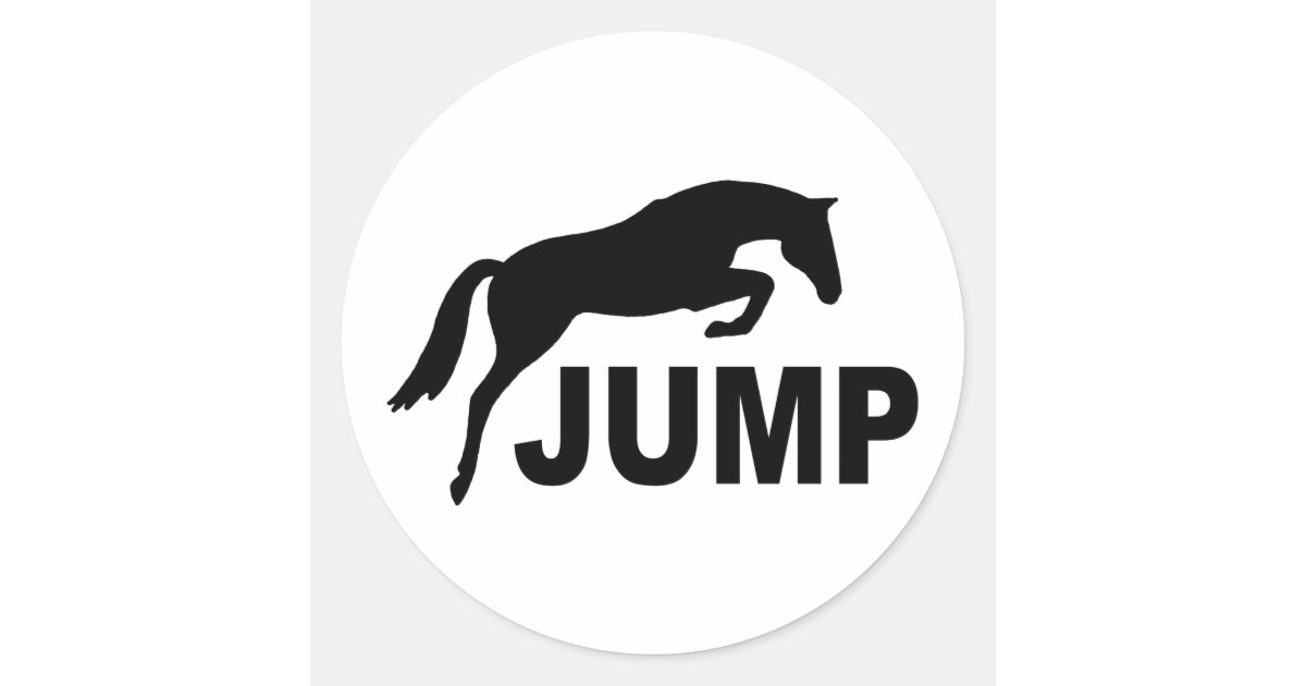 V Jump Sticker JUMP with Jumping Horse Classic Round Sticker | Zazzle