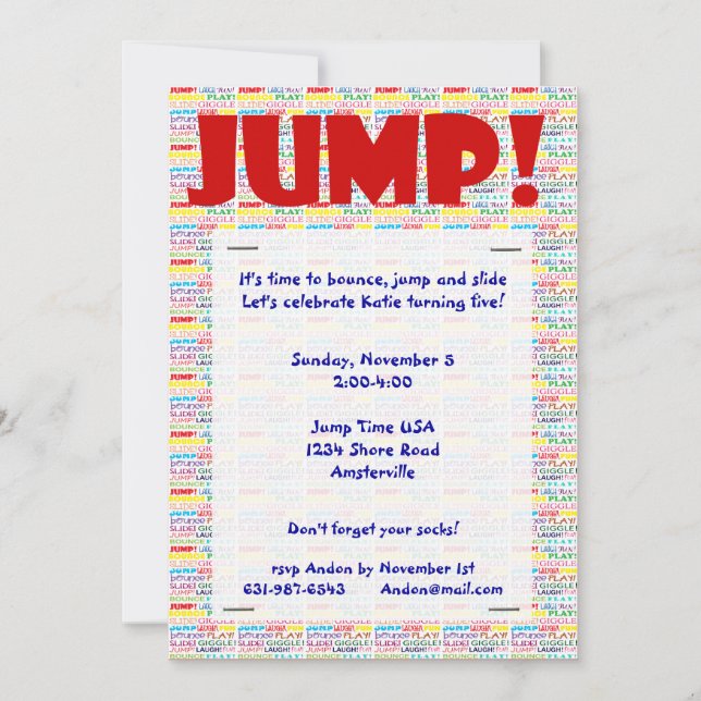 Jump Words Invitation (Front)