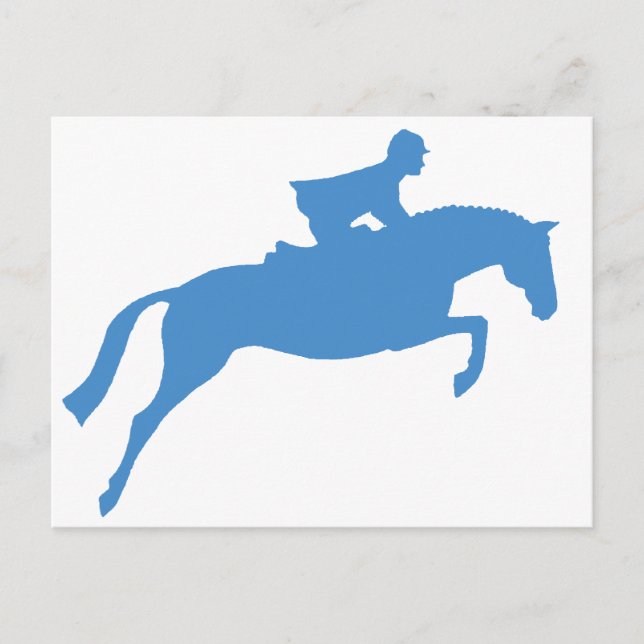 Jumper Horse Silhouette (blue) Postcard (Front)