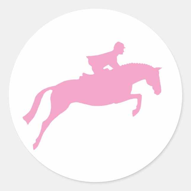 Jumper Horse Silhouette (pink) Classic Round Sticker (Front)