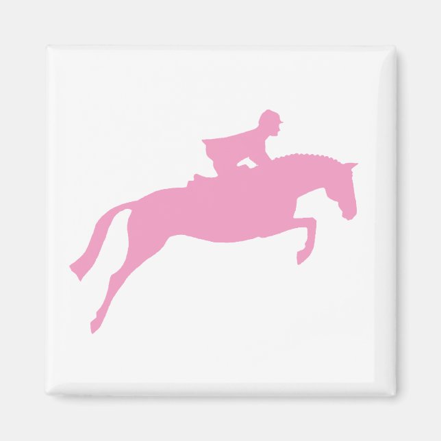 Jumper Horse Silhouette (pink) Magnet (Front)