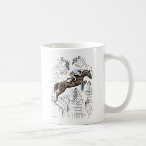 Jumper Horses Fences Montage Coffee Mug