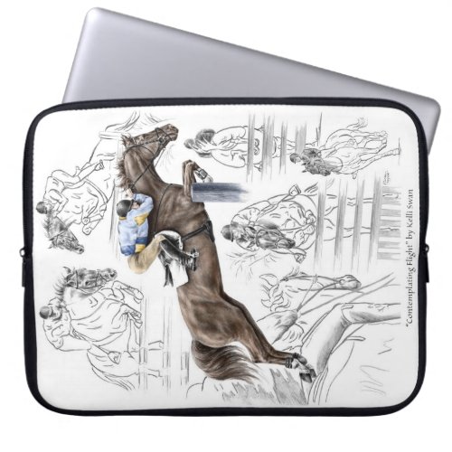 Jumper Horses Fences Montage Laptop Sleeve