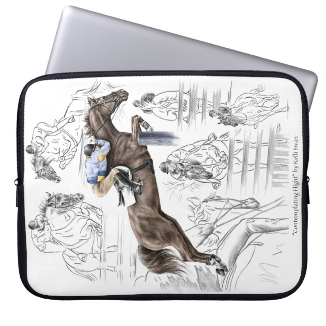 Jumper Horses Fences Montage Laptop Sleeve (Front)