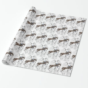 Jumper Horses Fences Montage Wrapping Paper