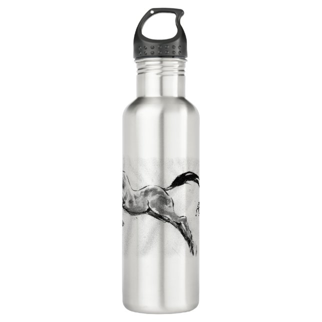 Jumping  akhalteke horse   stainless steel water bottle (Front)