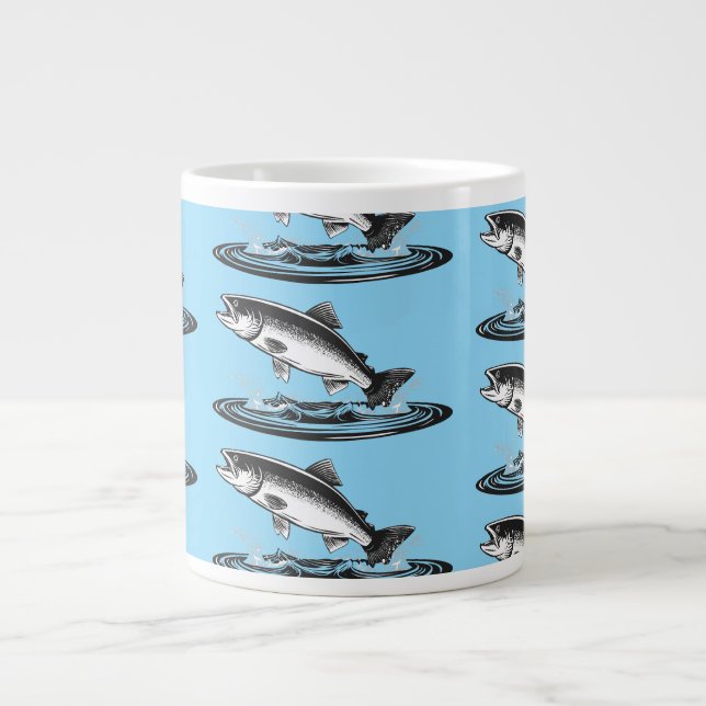 jumping atlantic salmon fish giant coffee mug (Front)