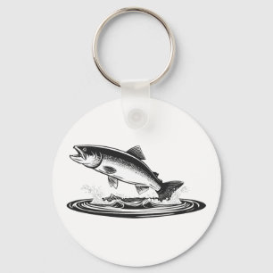 jumping atlantic salmon fish keychain