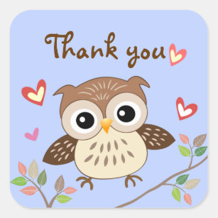 Thank You Stickers 50 Owl 