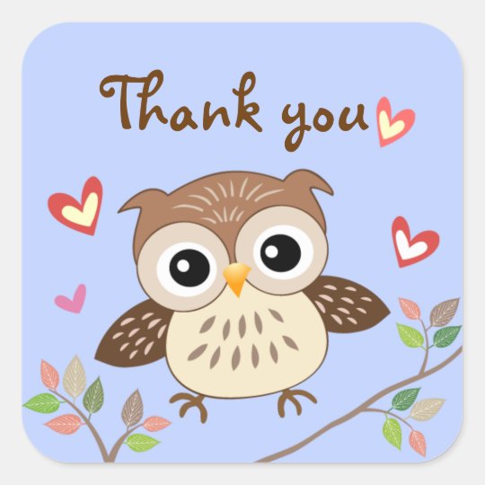 Jumping Baby Owl Thank you Stickers | Zazzle.com