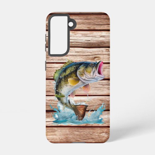 Jumping Bass Barn Wood Samsung Galaxy S21 Case