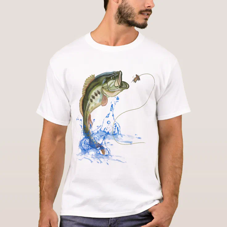 ademen site Onaangeroerd Jumping Bass Fishing Lure T-Shirt | Zazzle