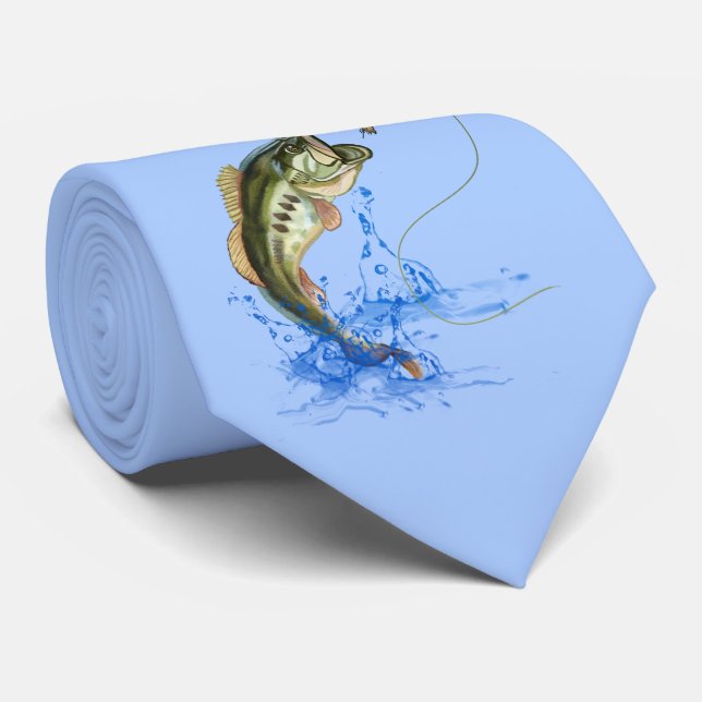 Jumping Bass Fishing Neck Tie (Rolled)